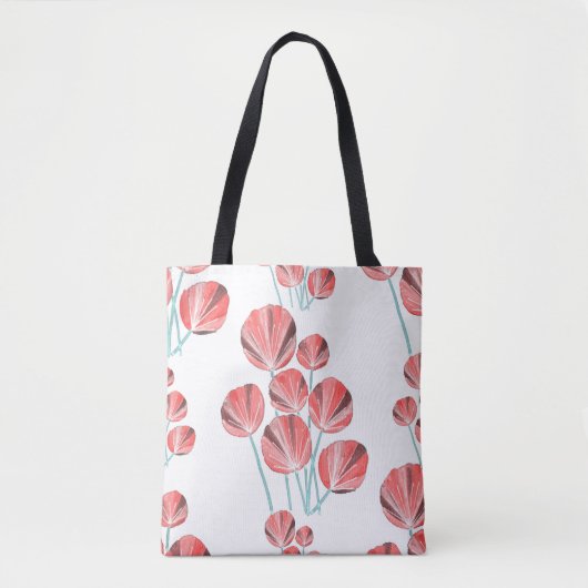 トロピカル葉:クリエイティブの手描きパターン トートバッグ (正面)