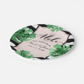 トロピカル葉&パイナップルエレガントなウエディングトロピック ペーパープレート (アングル)