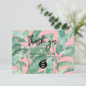 トロピカル葉Business Thank You Logo サンキューカード (スタンド正面)