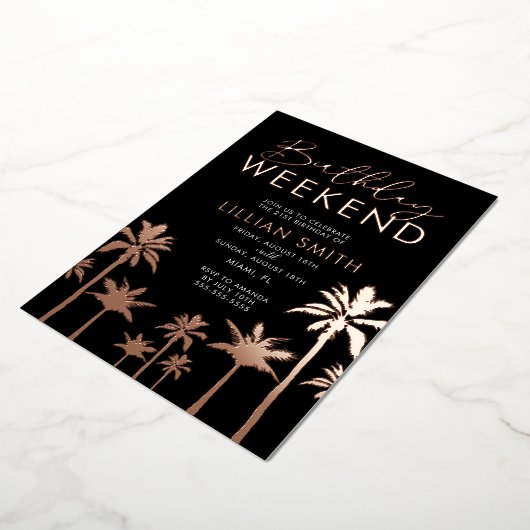 トロピカル誕生日ウィークエンドフォイル招待状 箔招待状 (回転した状態)