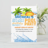 トロピカル誕生日バッシュプールパーティの招待状 招待状 (スタンド正面)