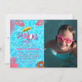 トロピカル誕生日プールパーティー 招待状 (正面)