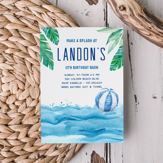 トロピカル誕生日プールパーティー 招待状