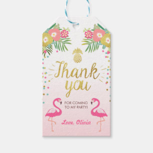 トロピカル誕生日感謝していユーラベルフラミンゴルアウ（ハワイ式宴会） ギフトタグ