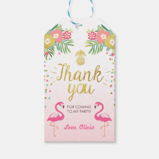 トロピカル誕生日感謝していユーラベルフラミンゴルアウ（ハワイ式宴会） ギフトタグ