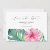 トロピカル誕生日Save The Date Card セーブザデート (正面)