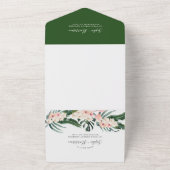 トロピカル赤面ピンクオーキッドウォーター結婚カラーズ オールインワン招待状 (外側)