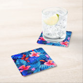 トロピカル赤面 – ピンクブルーパープル紙コースター スクエアペーパーコースター (インサイチュ)