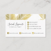 トロピカル金ゴールドとホワイトパーム葉デザイン2 名刺 (裏面)