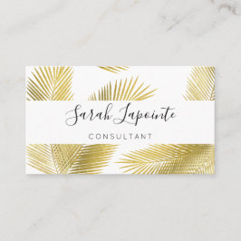 トロピカル金ゴールドとホワイトパーム葉デザイン2 名刺