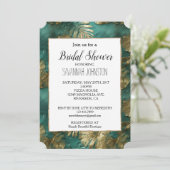 トロピカル金ゴールドエメラルドグリーン葉ブライダルシャワー 招待状 (スタンド正面)