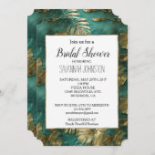 トロピカル金ゴールドエメラルドグリーン葉ブライダルシャワー 招待状 (正面/裏面)