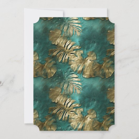 トロピカル金ゴールドエメラルドグリーン離れズ 招待状 (裏面)