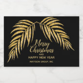 トロピカル金ゴールドグリッターパームクリスマスホリデーミニ スパークリングワインラベル (シングルラベル)