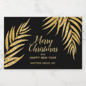 トロピカル金ゴールドグリッターパームクリスマスホリデーミニ スパークリングワインラベル (シングルラベル)