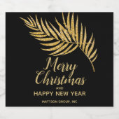 トロピカル金ゴールドグリッターパームクリスマスホリデー スパークリングワインラベル (シングルラベル)