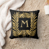 トロピカル金ゴールドグリッターパームツリーフロンズホームデコール クッション (ブランケット)