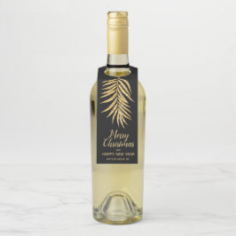 トロピカル金ゴールドグリッターパームホリデークリスマス ボトルネックタグ