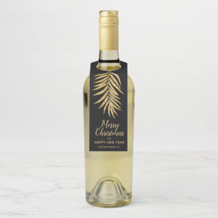 トロピカル金ゴールドグリッターパームホリデークリスマス ボトルネックタグ