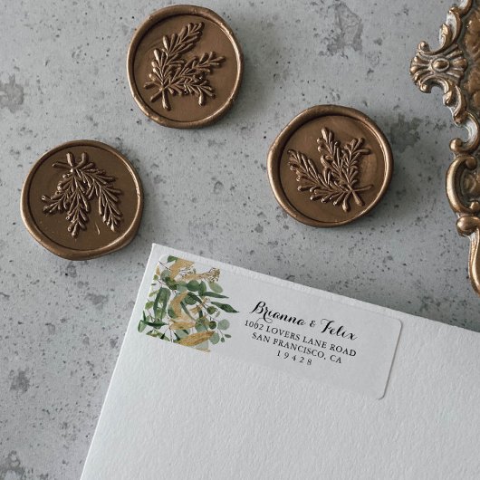 トロピカル金ゴールドグリーンフリージ差出人住所 ラベル