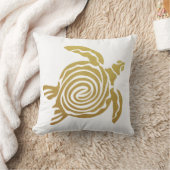 トロピカル金ゴールドタートルハワイモダンホワイト クッション (ブランケット)