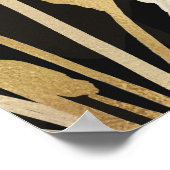 トロピカル金ゴールドバ葉ナナブラックパターン ポスター (角)