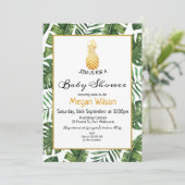 トロピカル金ゴールドパイナップルベビーシャワー招待状 招待状 (スタンド正面)