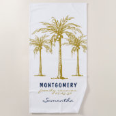 トロピカル金ゴールドパームカスタムツリー懇親会 ビーチタオル (正面)