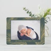 トロピカル金ゴールドパームダークグリーンニュートラル誕生 案内状 (スタンド正面)