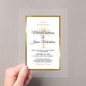 トロピカル金ゴールドパームツリーエレガントビーチ結婚式 アクリル招待状 (インサイチュ (ポータブル))