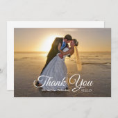 トロピカル金ゴールドパームツリービーチ結婚式写真 サンキューカード (正面/裏面)