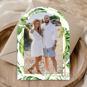 トロピカル金ゴールドモンステラパームアーチブライダルシャワー 招待状