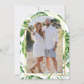 トロピカル金ゴールドモンステラパームアーチブライダルシャワー 招待状 (裏面)