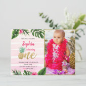 トロピカル金ゴールドワン誕生日招待状 招待状 (スタンド正面)