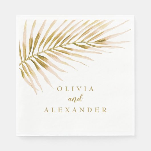 トロピカル金ゴールド結婚パームズナプキン スタンダードランチョンナプキン (正面)