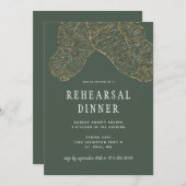 トロピカル金ゴールド結婚植物学のリハーサルディナー 招待状 (正面/裏面)