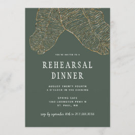 トロピカル金ゴールド結婚植物学のリハーサルディナー 招待状