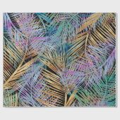 トロピカル金ゴールド葉パームカラフルデザイン ラッピングペーパー (フラット)