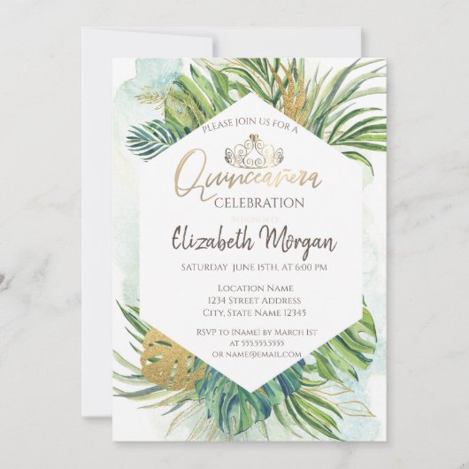 トロピカル金ゴールド葉パームズサマーキンセニェラ 招待状 (正面)