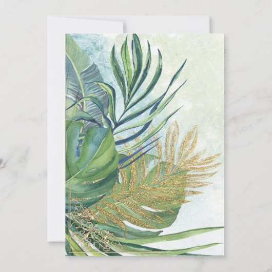 トロピカル金ゴールド葉パームズサマーキンセニェラ 招待状 (裏面)