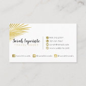 トロピカル金ゴールド葉パームデザイン 名刺 (裏面)