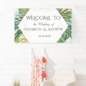 トロピカル金ゴールド葉パーム・サマー結婚ズ 横断幕 (インサイチュ)