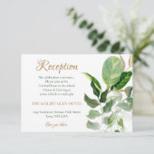 トロピカル金ゴールド&グリーンモンステラ葉披露宴 エンクロージャーカード (スタンド正面)