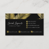 トロピカル金ゴールド&ブラックパーム離れデザイン2 名刺 (裏面)