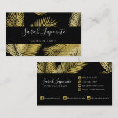 トロピカル金ゴールド&ブラックパーム離れデザイン2 名刺 (正面/裏面)