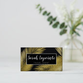 トロピカル金ゴールド&ブラックパーム離れデザイン 名刺 (スタンド正面)