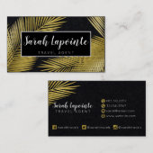 トロピカル金ゴールド&ブラックパーム離れデザイン 名刺 (正面/裏面)