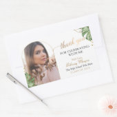 トロピカル金ゴールドArch写真卒業 長方形シール (封筒)