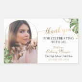 トロピカル金ゴールドArch写真卒業 長方形シール (正面)