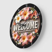 トロピカル開花ウェルカムクロック ラージ壁時計 (傾斜)